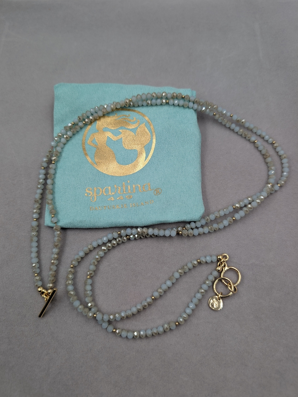 Spartina 449 Double Strand Seafoam Crystal Bead Necklace Pouch | 0245